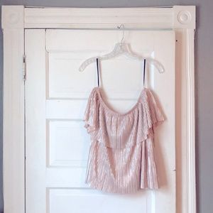 Off the shoulder shimmery top